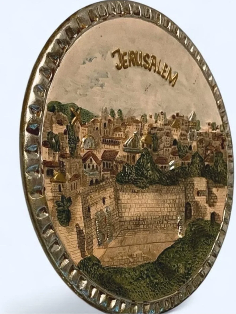 Vintage Jerusalem 3D Relief Ceramic Wall Plate Plaque